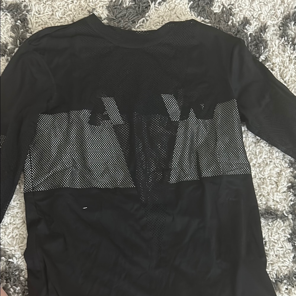 Black Mesh Long Sleeve Top